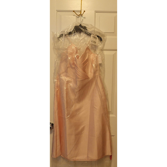 ALFRED SUNG D777 V-Neck Sleeveless Sateen Twill Cocktail DRESS Size 16 Pink New - Picture 3 of 5